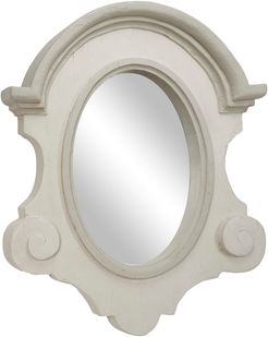 UMA Antique Light Gray Wood Oval Wall Mirror
