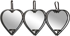 UMA Heart-Shaped Metal Wall Sconce Mirror Candle Holders With Leather Straps
