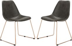 Safavieh Dorian Midcentury Modern Leather Dining Chair Set of 2