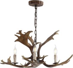 Jonathan Y Eldora 27in Adjustable Resin Antler 3-Light LED Chandelier