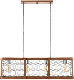 Jonathan Y Gaines 34.5in Linear 4-Light Adjustable Iron Rustic Industrial LED  Pendant