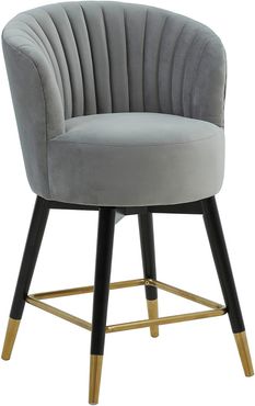 TOV Liana Grey Velvet Swivel Stool