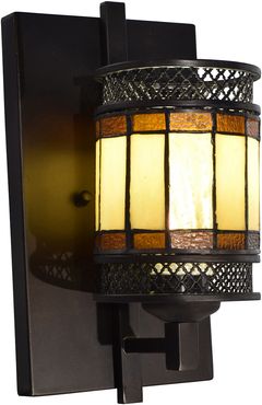 Springdale 7in Olive Mesh Tiffany Wall Sconce