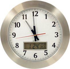 Bey-Berk Greenwich 15" Stainless Quartz Clock