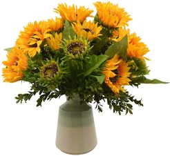 Creative Displays Yellow Sunflowers, Boxwood Stems in Ceramic Vase