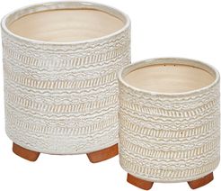 Sagebrook Home Ceramic Tribal Look Planter Set