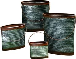 Set of 4 Transpac Metal Silver Spring Rustic Containers