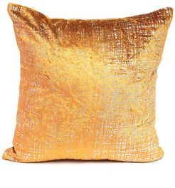 Harkaari Yellow Criss Cross Foil Pattern Throw Pillow