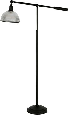 Abraham + Ivy Frenkel Blackened Bronze Floor Lamp with Ribbed Glass Shade