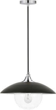 Abraham + Ivy Alvia Matte Black Metal and Clear Glass Pendant with Polished  Nickel Accents