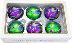 Kurt Adler Set of 6 Peacock Ball Ornaments