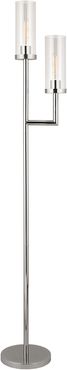 Abraham + Ivy Basso Polished Nickel Torchiere Floor lamp with Clear Glass  Shades