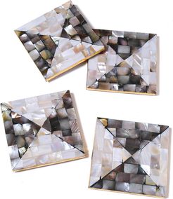 Tiramisu Mother Of Pearl Coaster Stretcher Pattern- Set Of 4