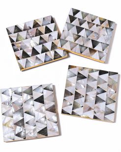 Tiramisu Mother Of Pearl Coaster Half Diamond Pattern- Set Of 4