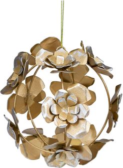 Northlight Matte Silver and Gold Rose Flowers Christmas Ball Ornament