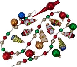 Northlight 18ct Red and Green Beaded Garland with Christmas Ornaments