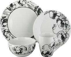 Jay Import Black Floral Deco 16pc Dinnerware Set