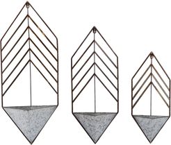 Set of 3 Transpac Metal Silver Spring Geometric Nested Planters