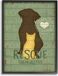 Stupell Rescue Them All Dog And Cat Silhouette by Jennifer Pugh Framed Art