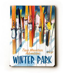 Winter Park With Skiis Solid Wood Wall Decor By Posters Please