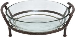 Glass Bowl with Metal Stand