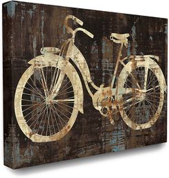 Stupell The Stupell Home Decor Collection Black Tan and Blue Distressed Bicycle Silhouette