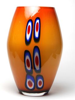 Murano European Art Glass 14in Murrine Vase