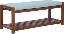 Hewson Outdoor Patio Acacia Wood Bench with Cushion