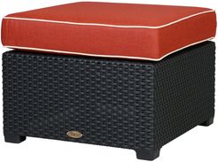 Lagoon Magnolia Rattan Ottoman, Black