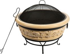 Peaktop Outdoor 27" Round Intricate Design Wood Burning Fire Pit