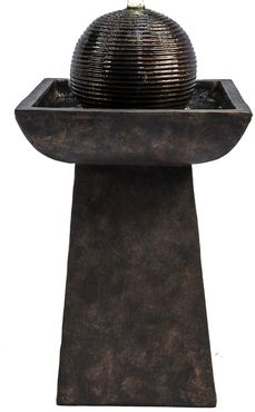 Peaktop Outdoor Pedestal With Orb Fountain And Led Light