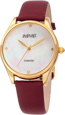 August Steiner Women's Diamond Marker Leather Watch