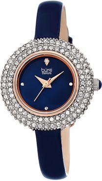 Burgi Women's Swaroski Encrusted & Diamond Marker Watch
