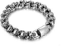 Eye Candy Los Angeles Luxe Collection Wayne Titanium Multi Skull Bracelet