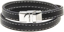Jean Claude Stainless Steel Leather Wrap Bracelet
