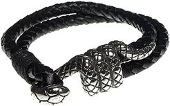 Dell'Arte Stainless Steel Leather Wrap Bracelet