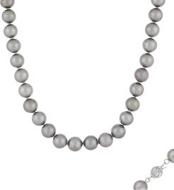 Splendid Pearls Rhodium Plated Silver 9.5-10.5mm Freshwater Pearl Necklace