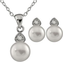Splendid Pearls Plated 6-7mm Pearl Drop Earrings & Necklace Set