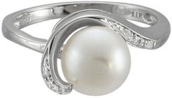 14K 0.03 ct. tw. Diamond 8mm Freshwater Cultured Pearl Ring