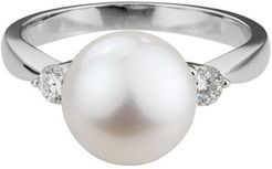 14K 0.21 ct. tw. Diamond 10.0-10.5mm Freshwater Cultured Pearl Ring