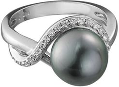 14K 0.21 ct. tw. Diamond 10.0-10.5mm Tahitian Pearl Ring
