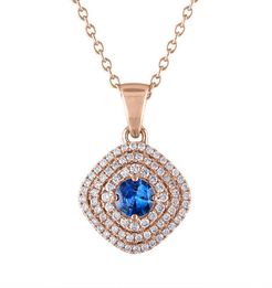 18K Rose Gold 1.20 ct. tw. Diamond & Blue Sapphire Necklace