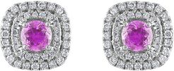 18K 1.50 ct. tw. Diamond & Pink Sapphire Earrings