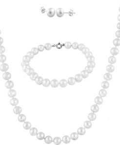 Splendid Pearls Rhodium Over Silver 6-7mm Pearl Necklace & Earrings Set