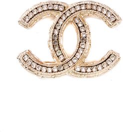 Chanel Gold-Tone Crystal CC Brooch