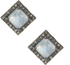 Adornia Fine Silver 4.30 ct. tw. Diamond Moonstone Studs