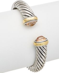 Juvell 18K Two-Tone Plated Citrine Twisted Cable Cuff Bracelet