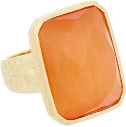 Rivka Friedman 18K Plated Crystal Rectangle Hammered Ring