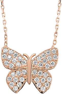 Amorium 18K Rose Gold Plated CZ Butterfly Necklace