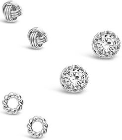 Sterling Forever Silver CZ Love Knot Set of 3 Studs